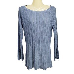 ModCloth Ribbed Striped Sweater Women's Size‎ S Slate Blue Lightweight